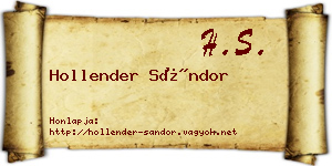 Hollender Sándor névjegykártya